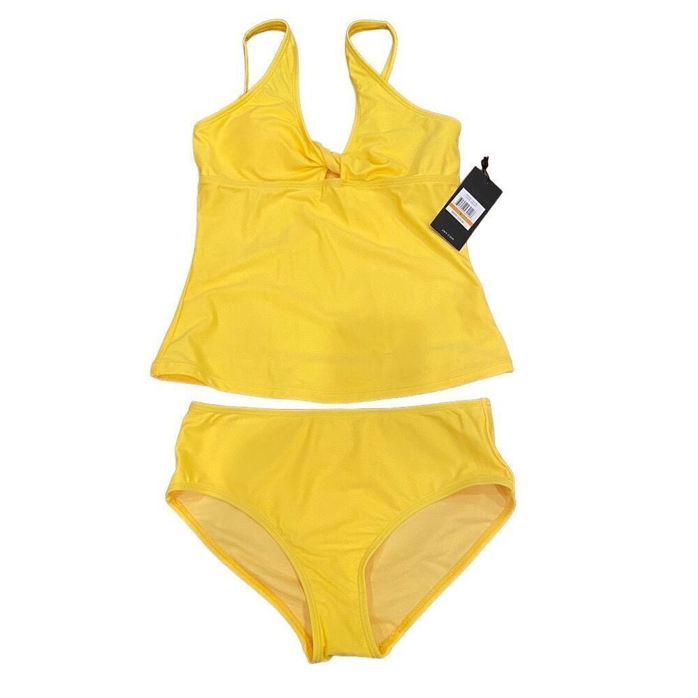 NEW Jones New York Tankini Yellow Two Piece Swimsuit Size S